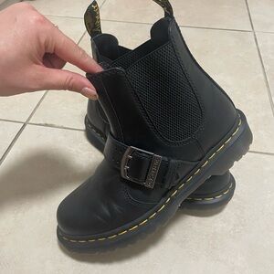Dr. Martens Black Boots with Yellow Stitching